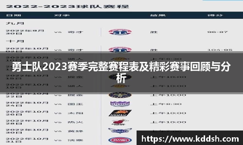 勇士队2023赛季完整赛程表及精彩赛事回顾与分析